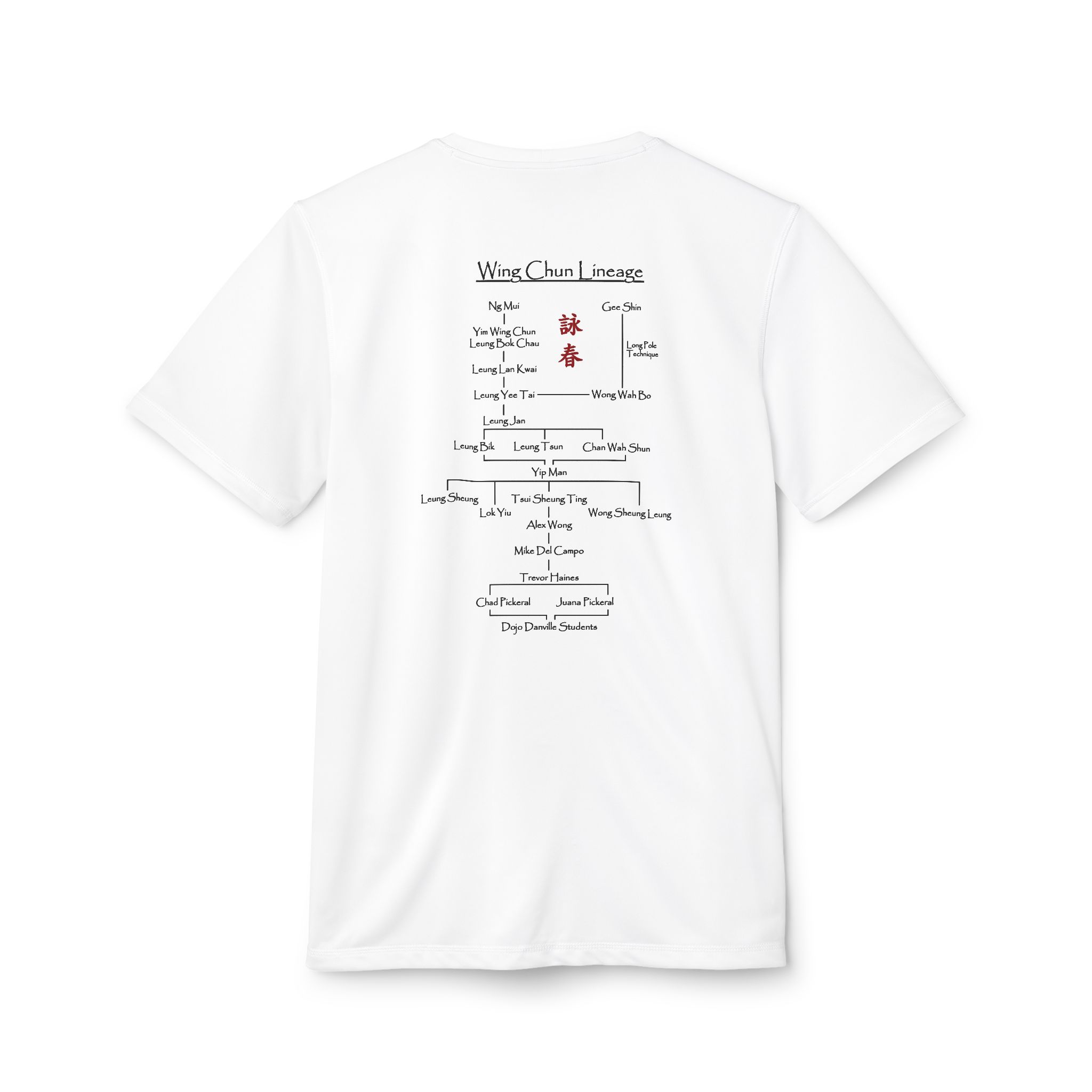 Dojo Danville Martial Arts Sports T-Shirt — Wing Chun Lineage Graphic Tee (White) - Image 2