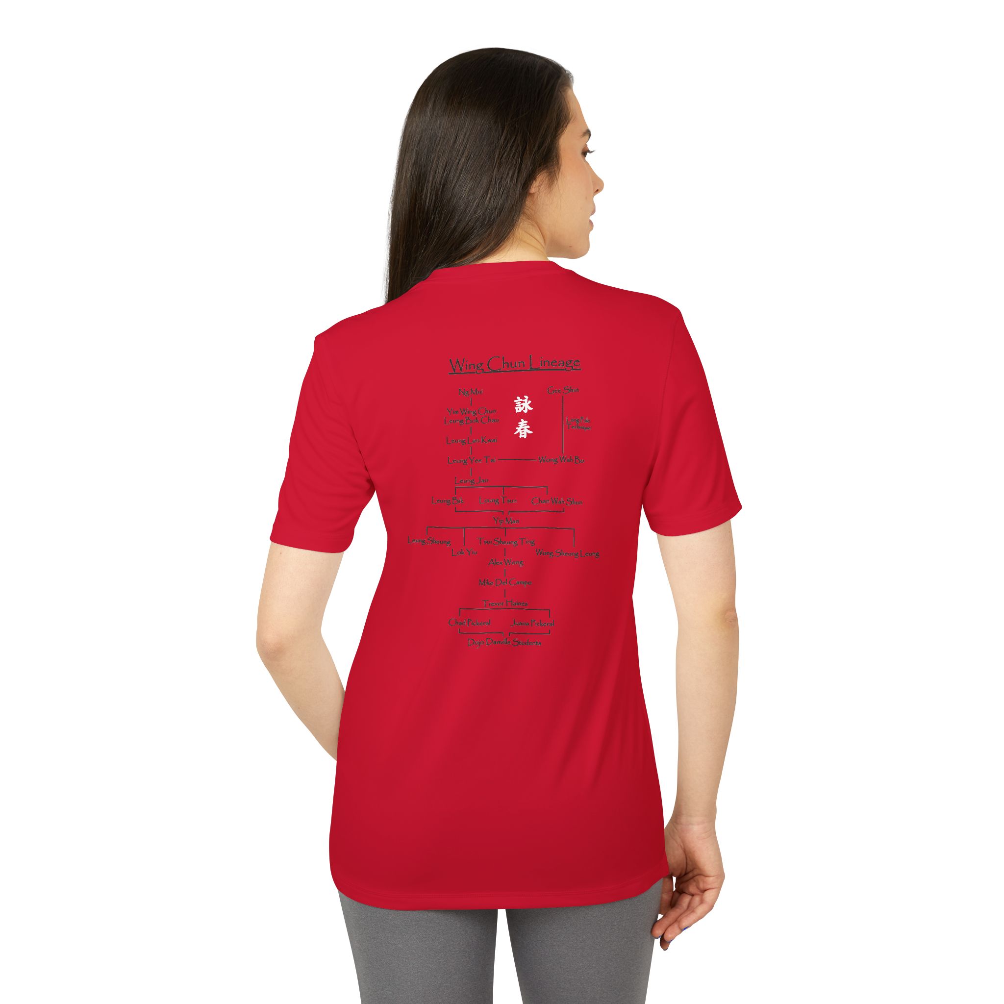 Dojo Danville Martial Arts Sports T-Shirt — Wing Chun Lineage Graphic Tee (Red) - Image 4