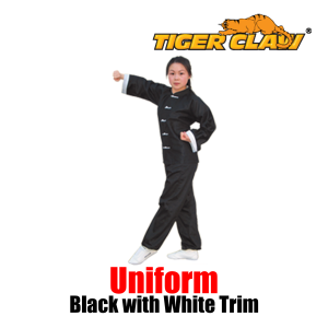 Kung Fu Uniform by Tiger Claw - Black with White Frog Button